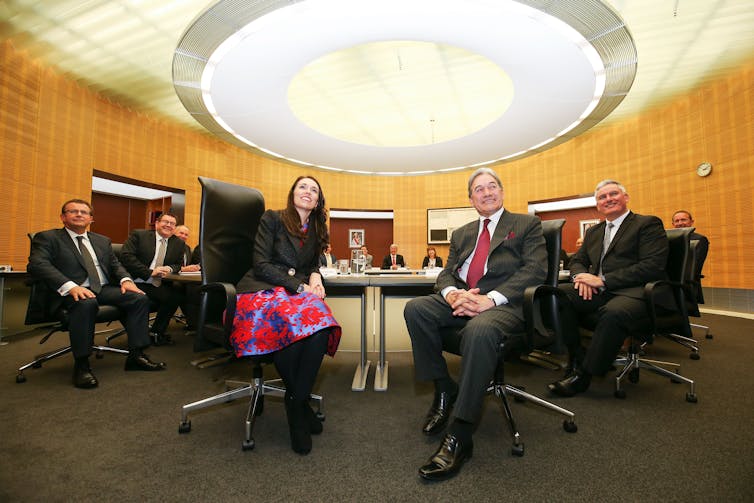 Jacinda Ardern and Winston Peters at a cabinet meeting