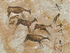 Illustration of stone age hunters