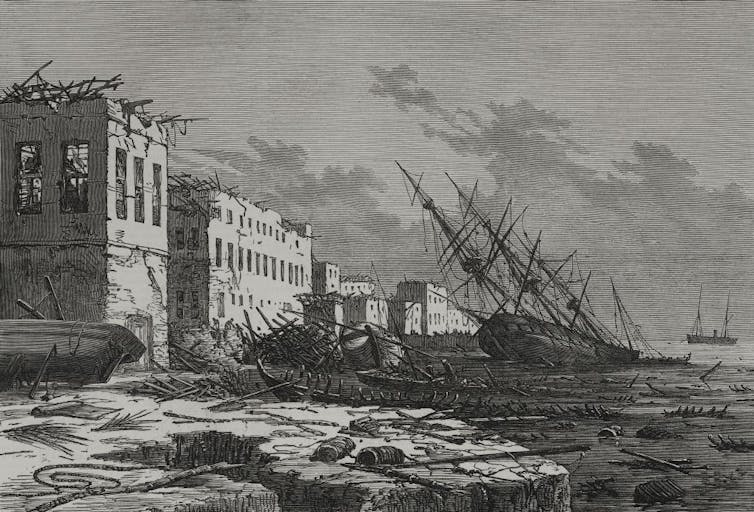 A sketch of the effects of the hurricane at Zanzibar, Tanzania
