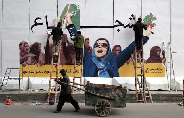 A mural marking International Women's Day in Afghanistan.