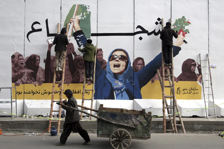 A mural marking International Women's Day in Afghanistan.
