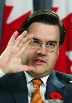 Coderre gestures while speaking.