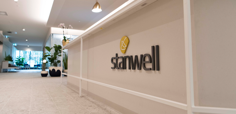 desk showing Stanwell logo