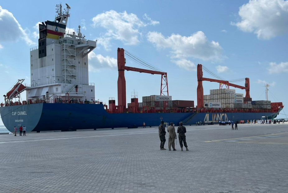 Container ship docks in the new Lamu Port