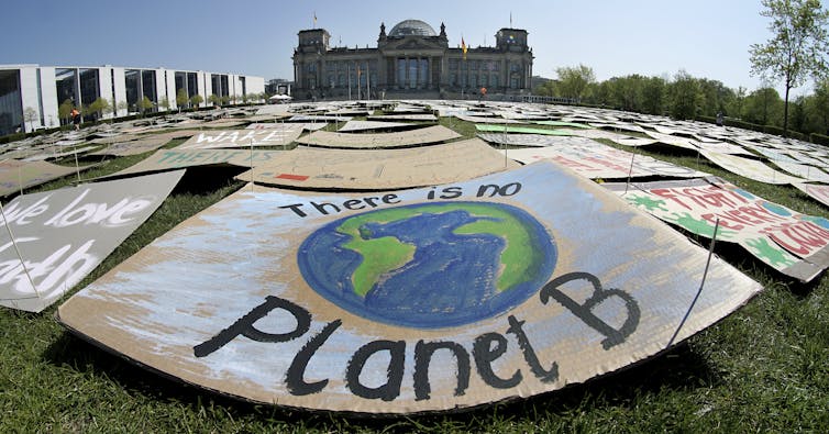 Protest sign reads 'There is no Planet B'