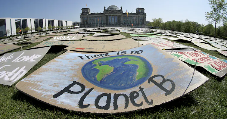 Protest sign reads 'There is no Planet B'