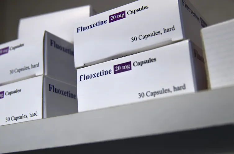 Boxes of fluoxetine, an antidepressant medication