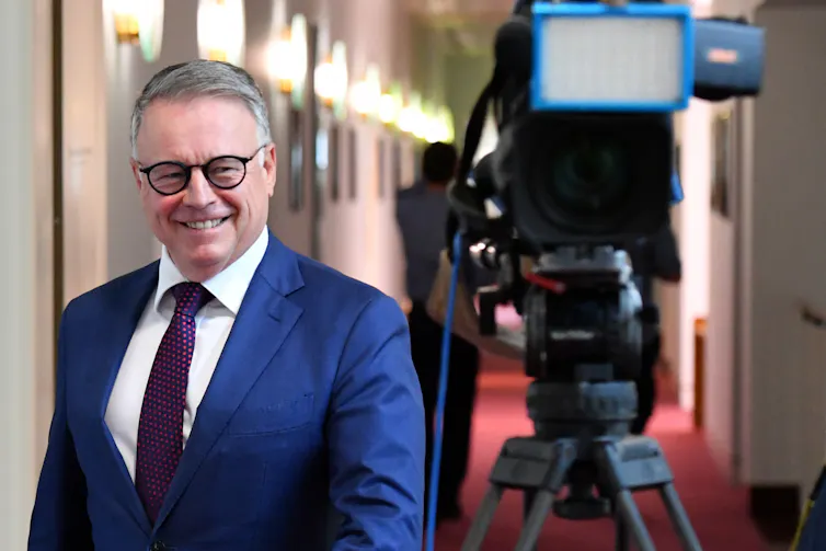 Labor MP Joel Fitzgibbon in the press gallery.