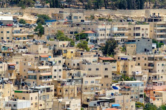 Buildings in the East Jerusalem Arab neighborhood of Silwan seen from the Old City