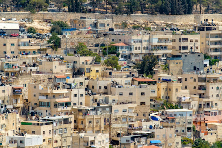 Buildings in the East Jerusalem Arab neighborhood of Silwan seen from the Old City