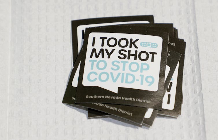 stickers given out to people who get vaccinated