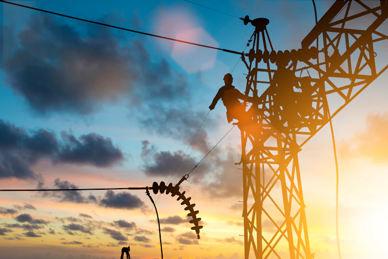 worker fixes powerlines