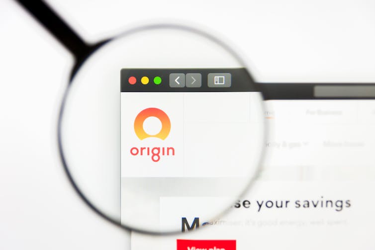 magnifying glass on Origin website