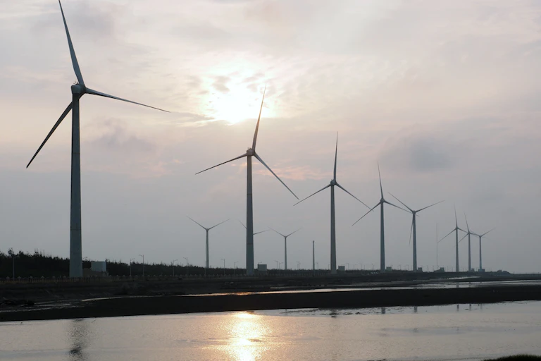 A series of wind turbines