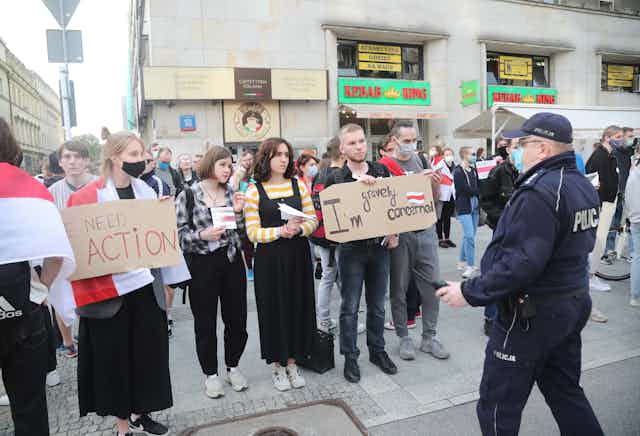 Protestors in Poland call for action over Belarus.