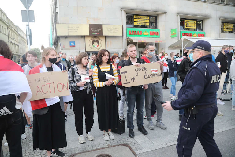 Protestors in Poland call for action over Belarus.