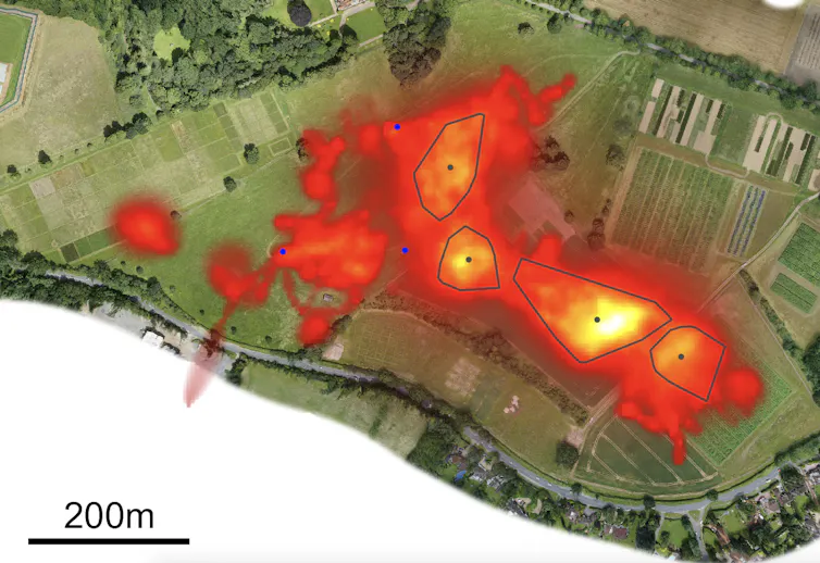 A heat map showing where the drones flew.