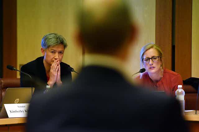 Penny Wong and Katy Gallagher during Senate Estimates