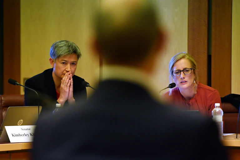 Penny Wong and Katy Gallagher during Senate Estimates