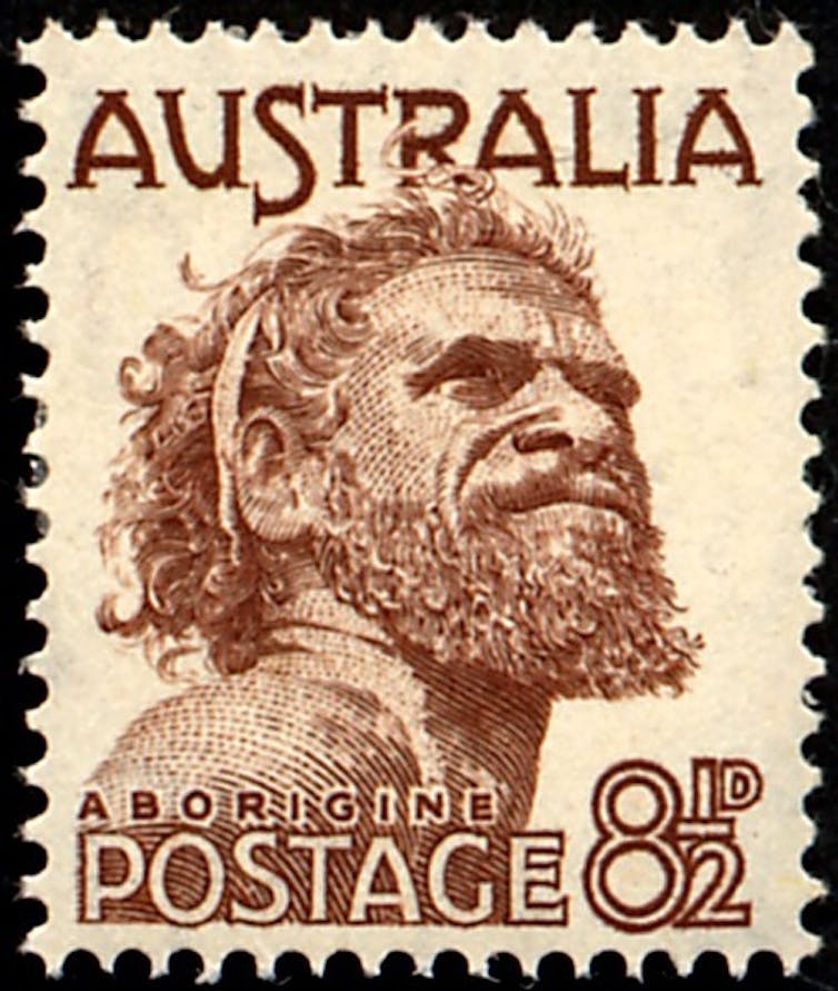 Indigenous man on postage stamp