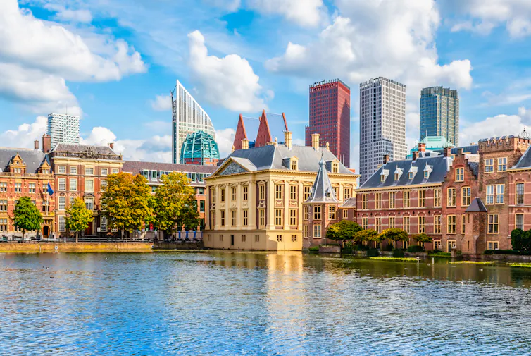 Dutch city waterfront and skyline