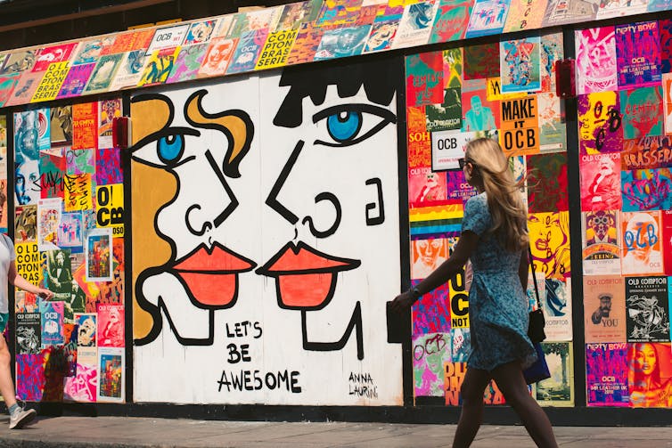 A painted mural in London's Soho area