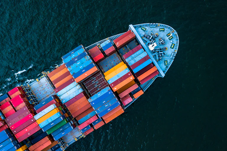 Container ship in the ocean