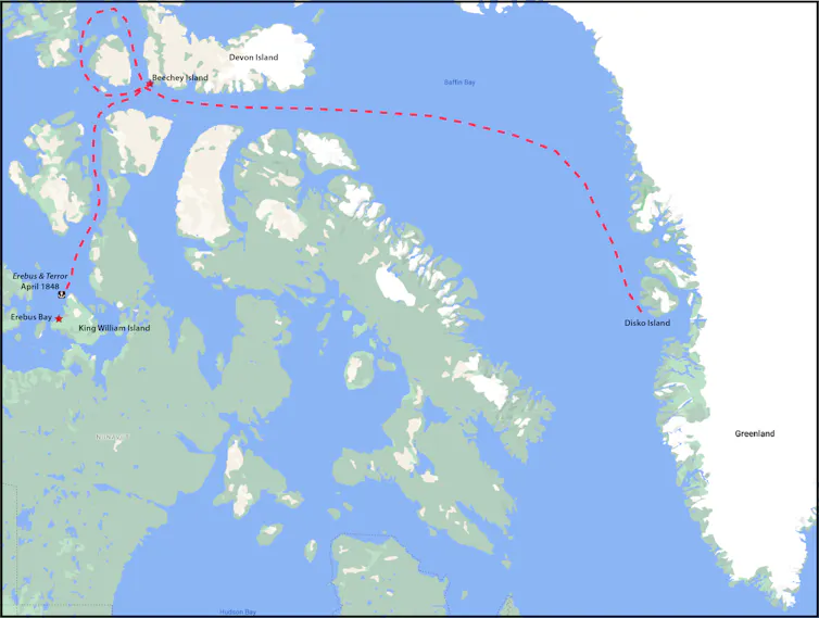 A map showing the expedition's journey