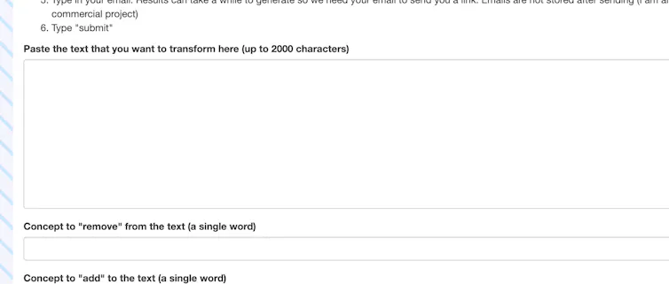 Screenshot of natural language processing tool