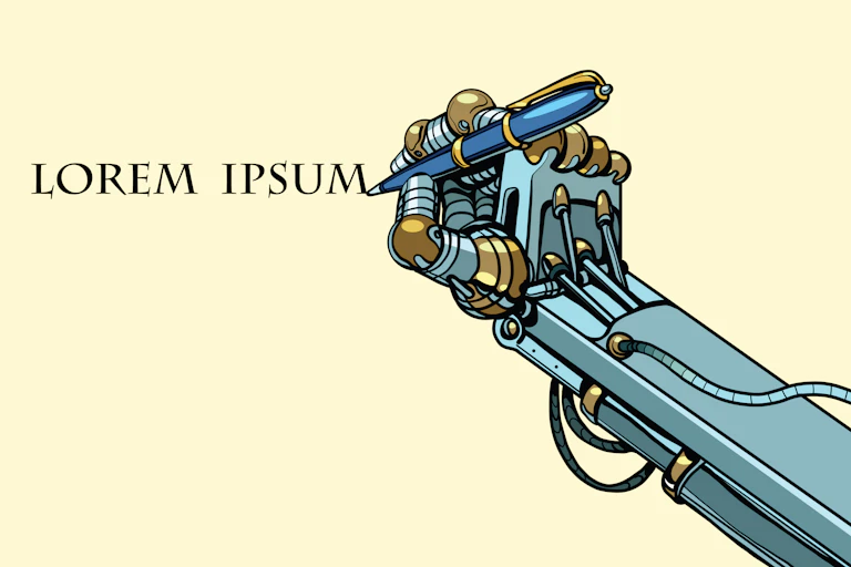 Robot hand writes "lorem ipsum"