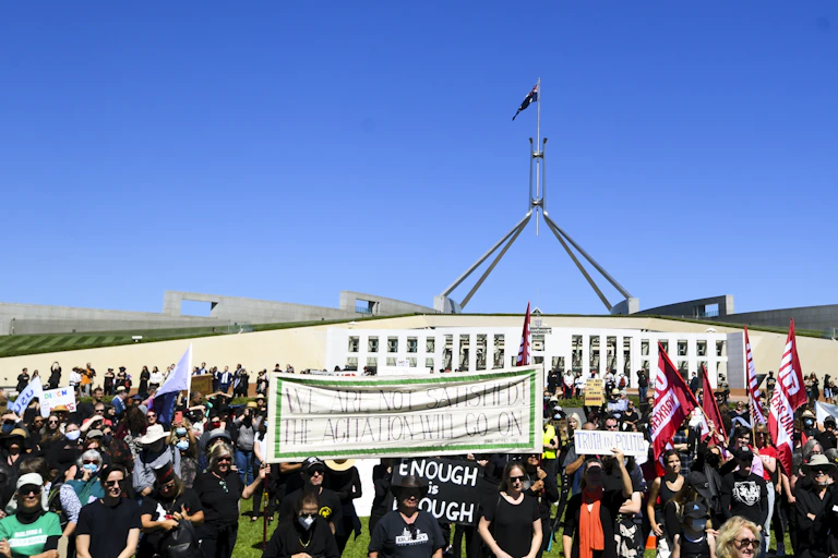 Women's march on the national parliament in Canberra