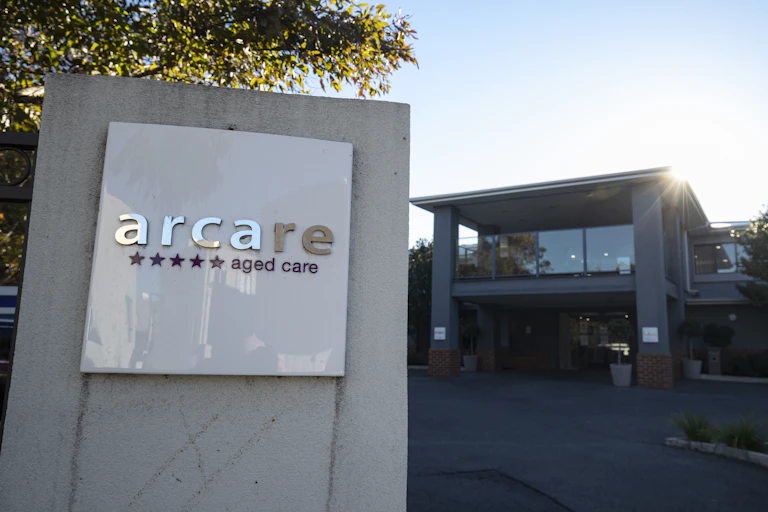 A sign outside Arcare Aged Care