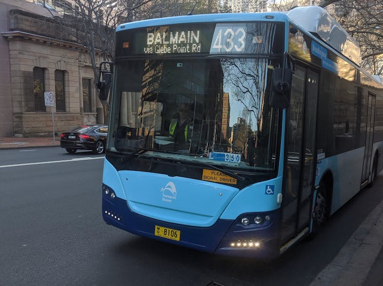 electric bus operating on the Balmain route in Sydney