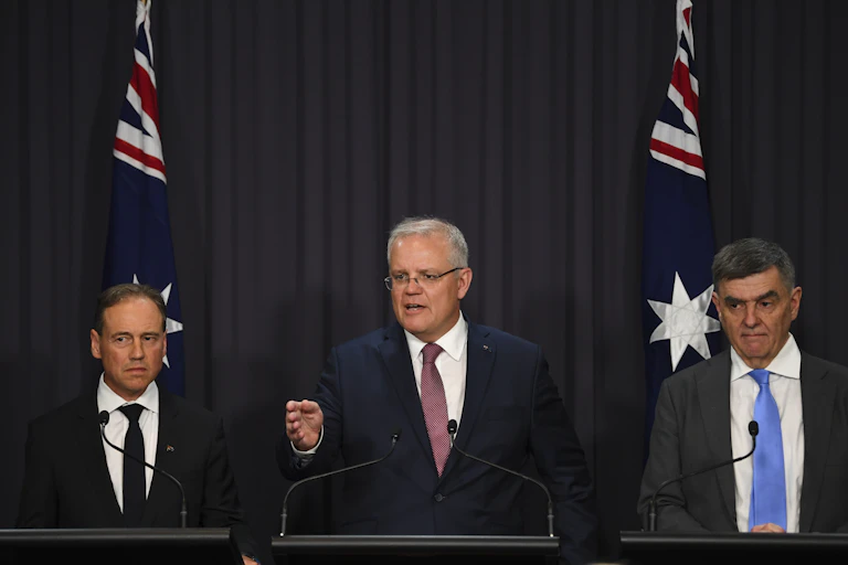 Greg Hunt, Scott Morrison, Brendan Murphy