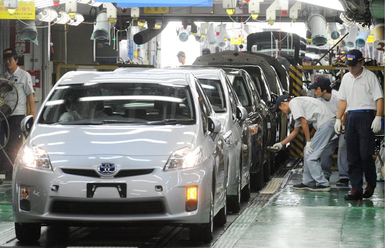 Cars rolling off production line