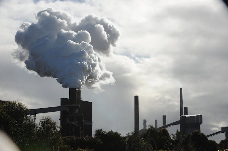 Smoke billows from steel plant