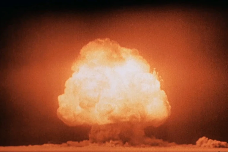 A mushroom cloud from a nuclear blast