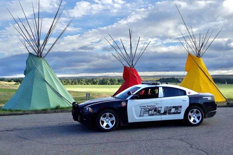 A Crow Nation Police car on Crow Nation land