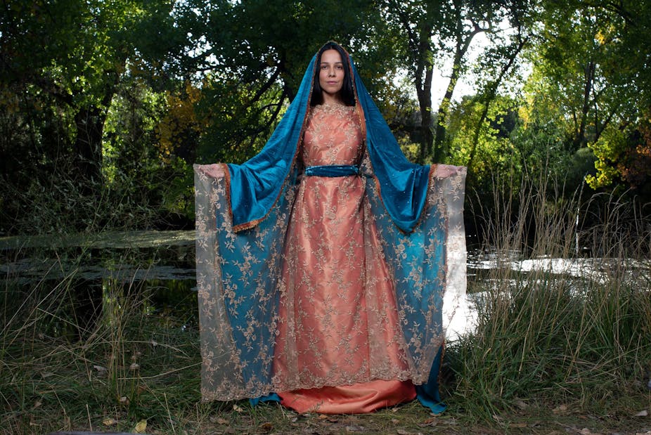 A still image of actress Paola Baldion as Our Lady of Guadalupe in the 2020 film Lady of Guadalupe.