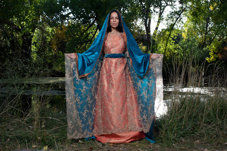 A still image of actress Paola Baldion as Our Lady of Guadalupe in the 2020 film Lady of Guadalupe.