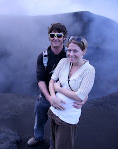 The author and his wife, at Mt Yasur on Tanna Island, Vanuatu