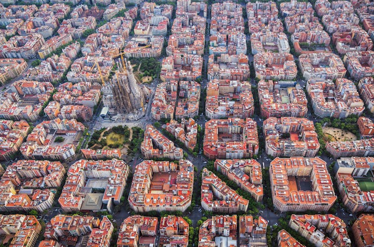 aerial view of gridded city