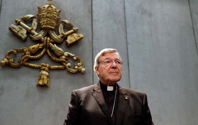George Pell preparing to make a statement at the Vatican in 2017.