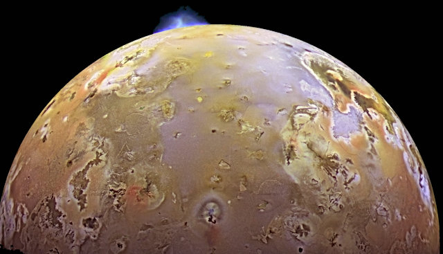 Io, Jupiter's third-largest moon, undergoing a volcanic eruption.
