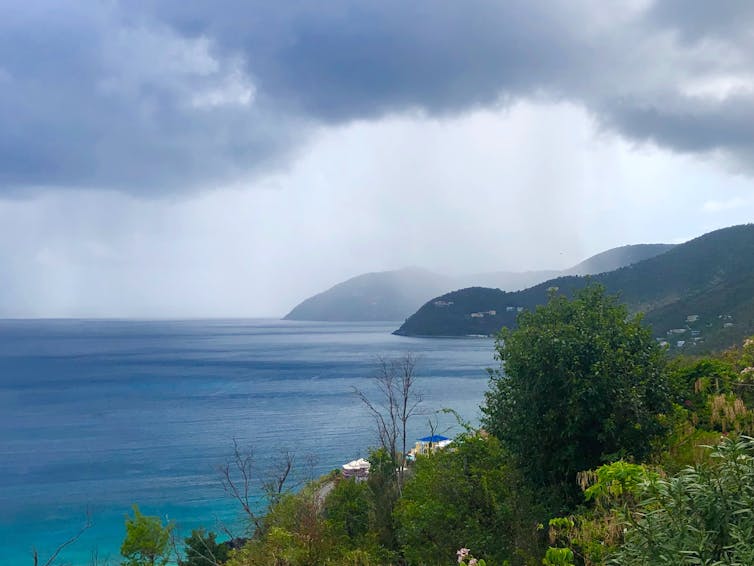 View of coastline and sea on British Virgin Islands