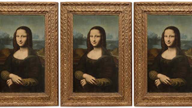 The Hekking Mona Lisa repeated three times.