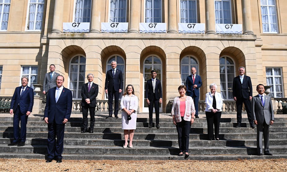 G7 finance ministers at London's Lancaster House on Saturday June 5.