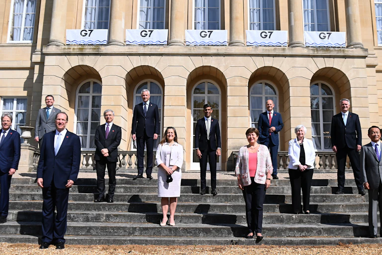 G7 finance ministers at London's Lancaster House on Saturday June 5.