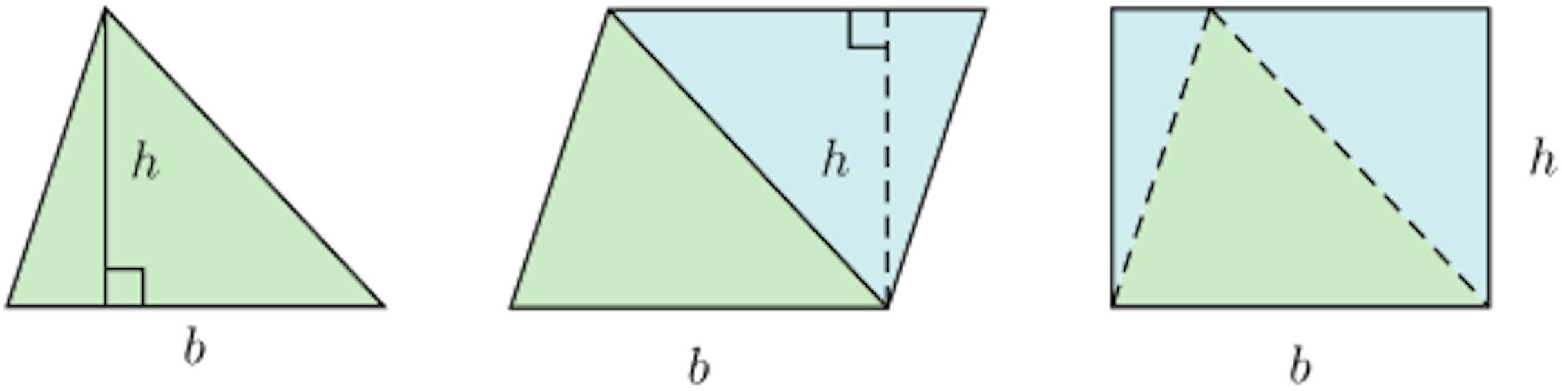 Triangles marked up with algebraic terms.