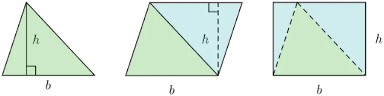 Triangles marked up with algebraic terms.
